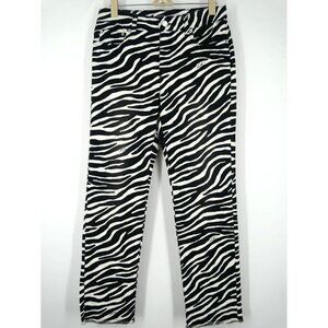 NWT Michael Kors Zebra Print Straight Leg Jeans Black White 2